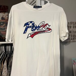 Ralph Lauren White Tee with Patriotic Graphic
